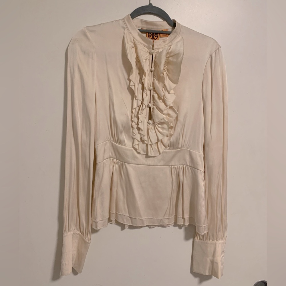 Tory Burch Victorian Style silk blouse size 6 WITH FLAWS